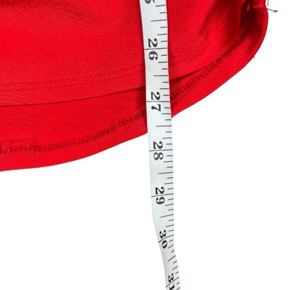 LA SEDUCTION Red Satin Ruched Mini Dress Puff Sleeve Keyhole - Picture 8 of 11